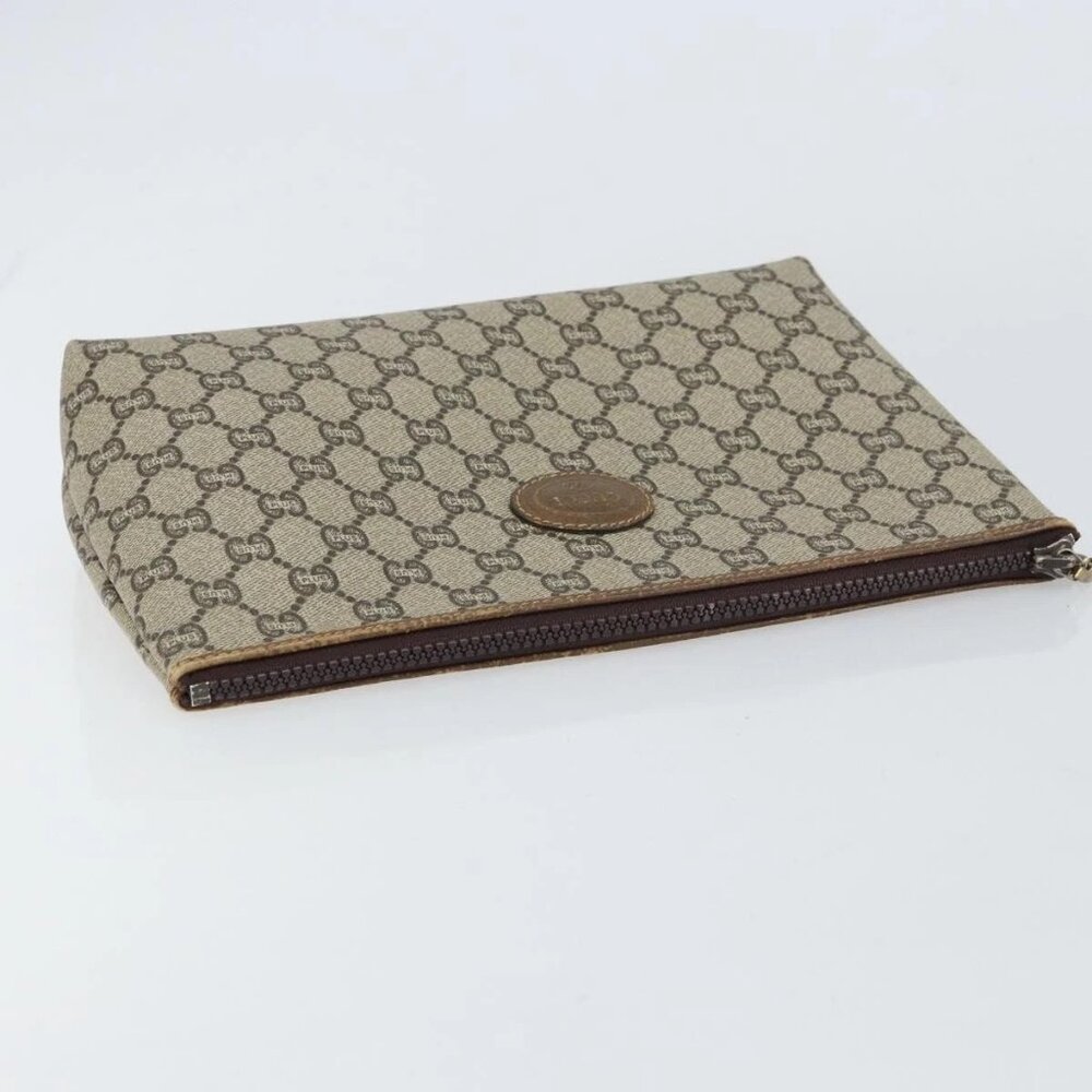 GUCCI GG Plus Supreme Clutch Bag PVC Beige Auth 156830 - Picture 7 of 16